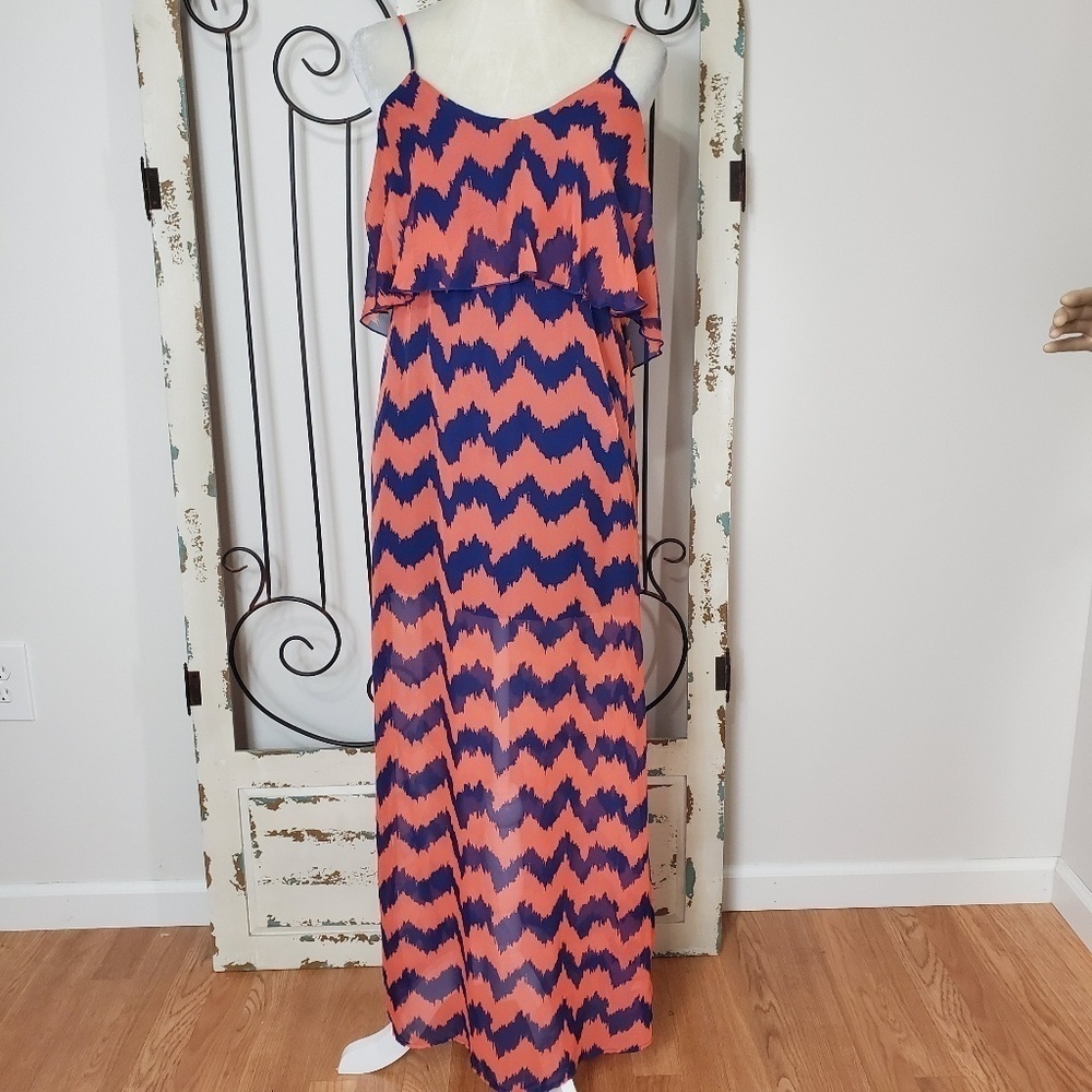 Ultra Flirt ruffle maxi dress small